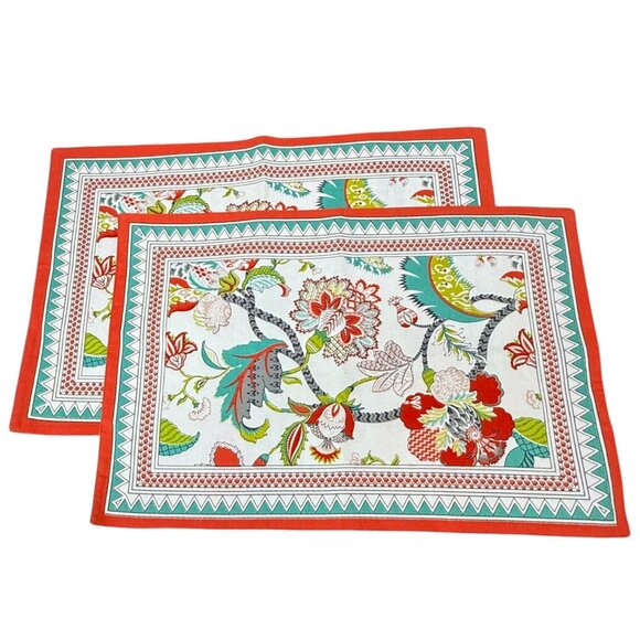 Floral Placemats by World Market Boho Cotton Fabric Set of 2 - Picture 1 of 10